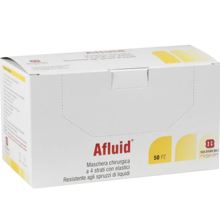 Afluid® Mascherina Chirurgica IIR Azzurra Con Elastici 900 Pezzi