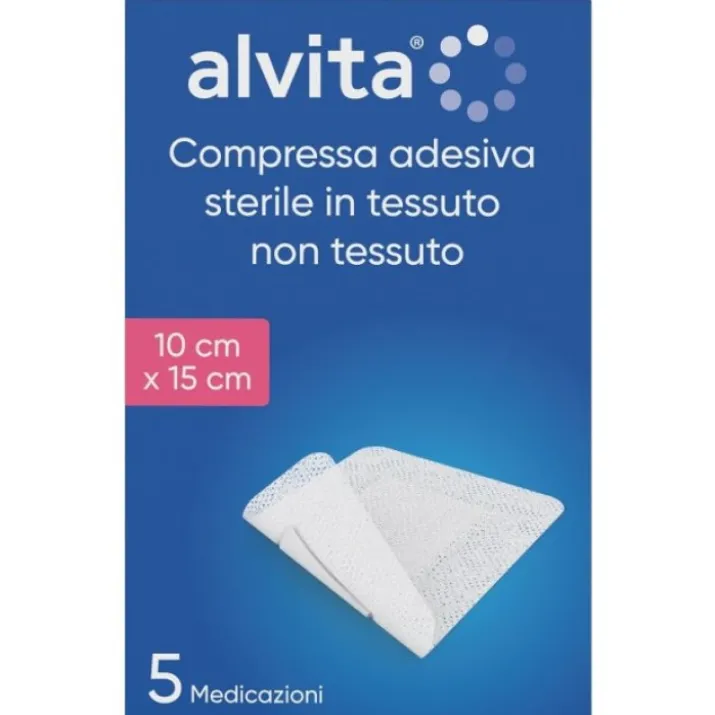 Alvita Compressa Adesiva Sterile 10 x 15 cm, 5 Pezzi