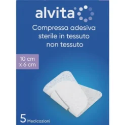 Alvita Compressa Adesiva Sterile Tessuto 10 x 16 cm, 5 Pezzi