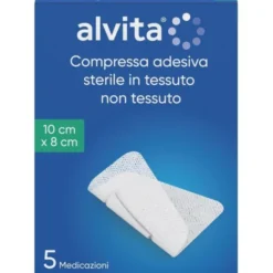 Alvita Garza Adesiva Sterile 10x8cm in Tessuto Non Tessuto