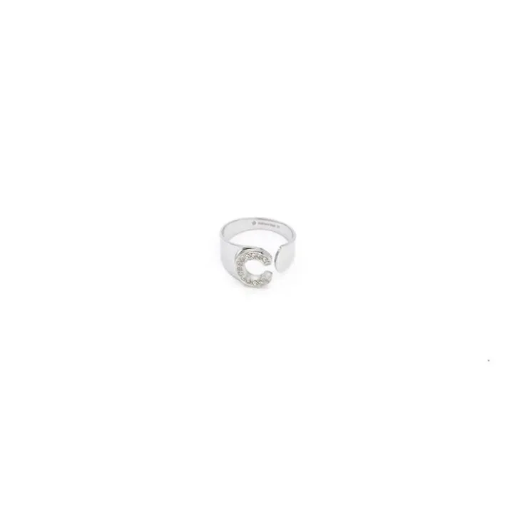 Anello Lettera C Argento Strass Linea ABC MyLovly