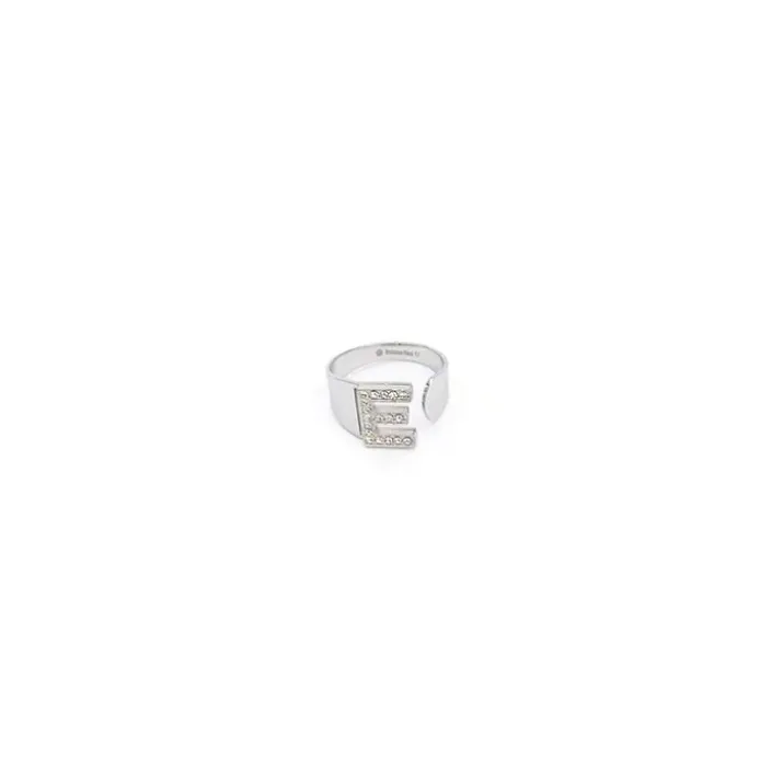 Anello Lettera E Argento Strass Linea ABC MyLovly