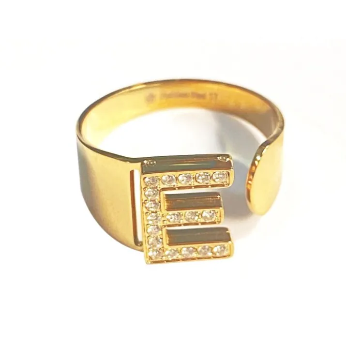 Anello Lettera E Oro Strass Linea ABC MyLovly