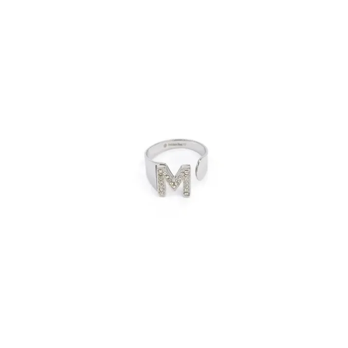 Anello Lettera M Argento Strass Linea ABC MyLovly