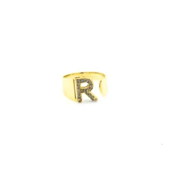 Anello Lettera R Oro Strass Linea ABC MyLovly