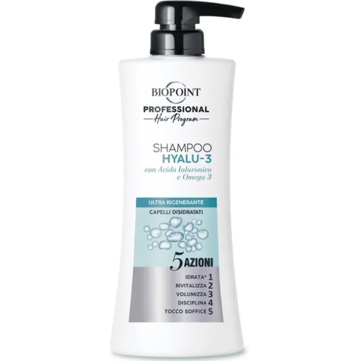 Biopoint Professional Shampoo Hyalu-3 Capelli Secchi, 400 ml