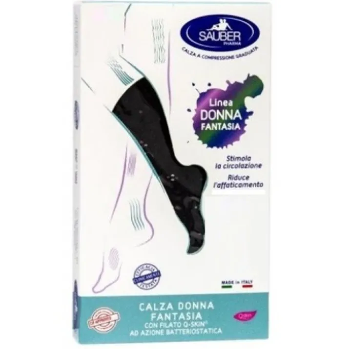 Calza Donna Fantasia 70 Pop Geranio Nero Tg.S-M