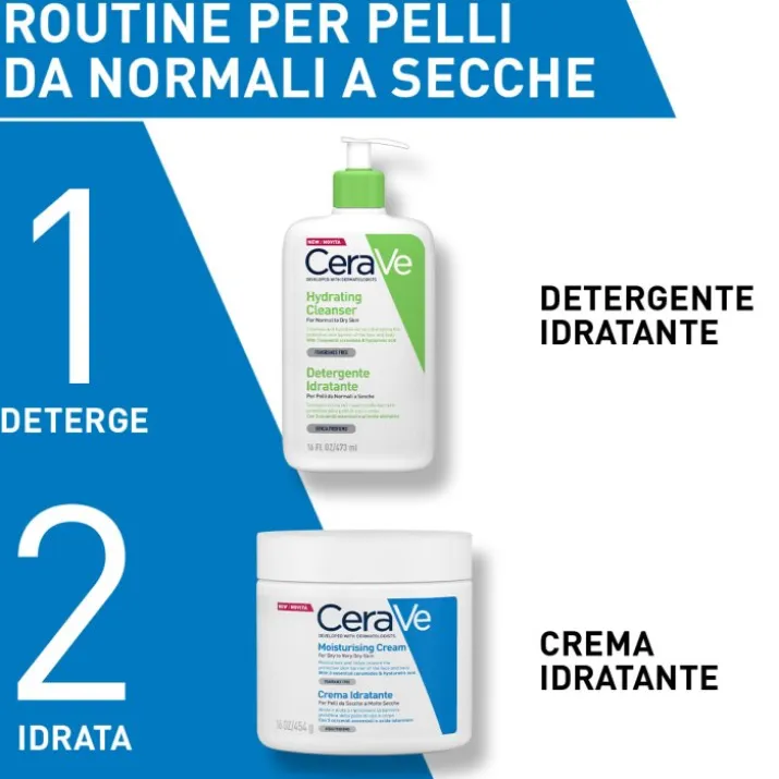 CeraVe Crema Idratante, Per Pelli Da Secche a Molto Secche Per il Corpo e il Viso, 340 g