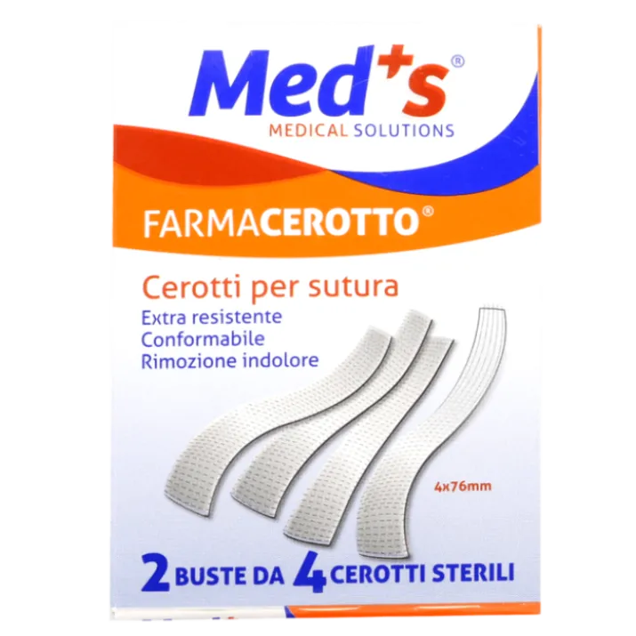 Cerotto per Sutura 4 x 76mm FarmaCerotto Med's 2 Buste x 4 Cerotti