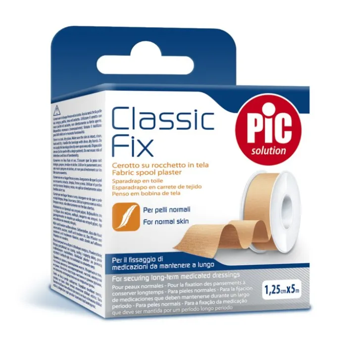 Classic Fix 1,25cm x 5m Cerotto su Rocchetto in Tela Pelle PIC
