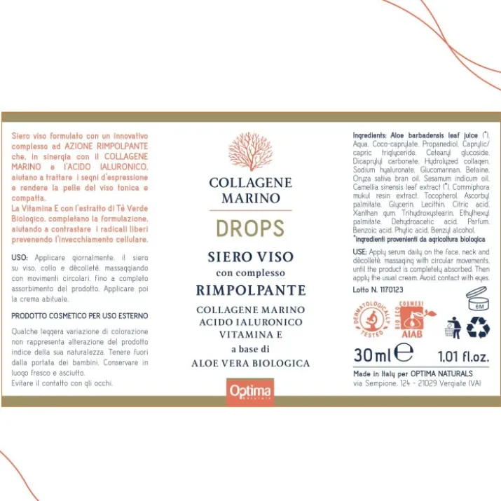 Collagene Marino Siero Viso Optima Naturals 30ml