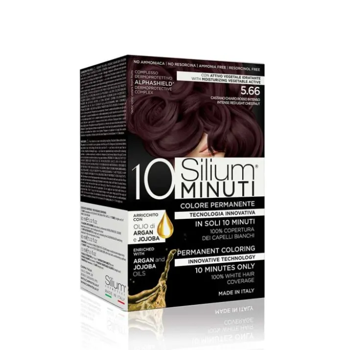 Colore Permanente 10 Minuti Castano Chiaro Rosso Intenso 5,66 Silium 1 Kit