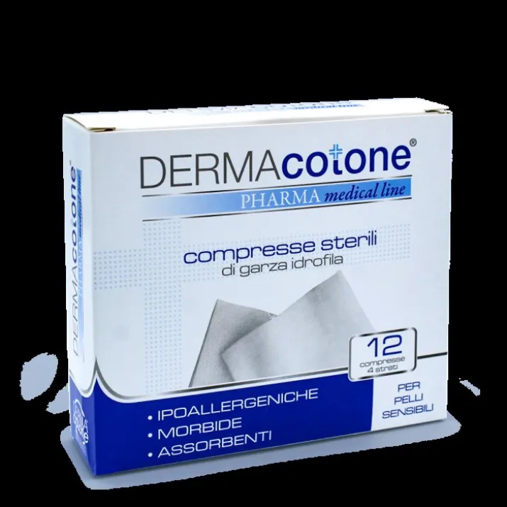 Compresse Sterili di Garza Idrofila 7,5x7,5cm Dermacotone 12 Pezzi
