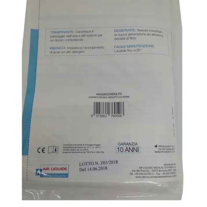 Copricuscino Antiacaro 50x80cm Air Liquid