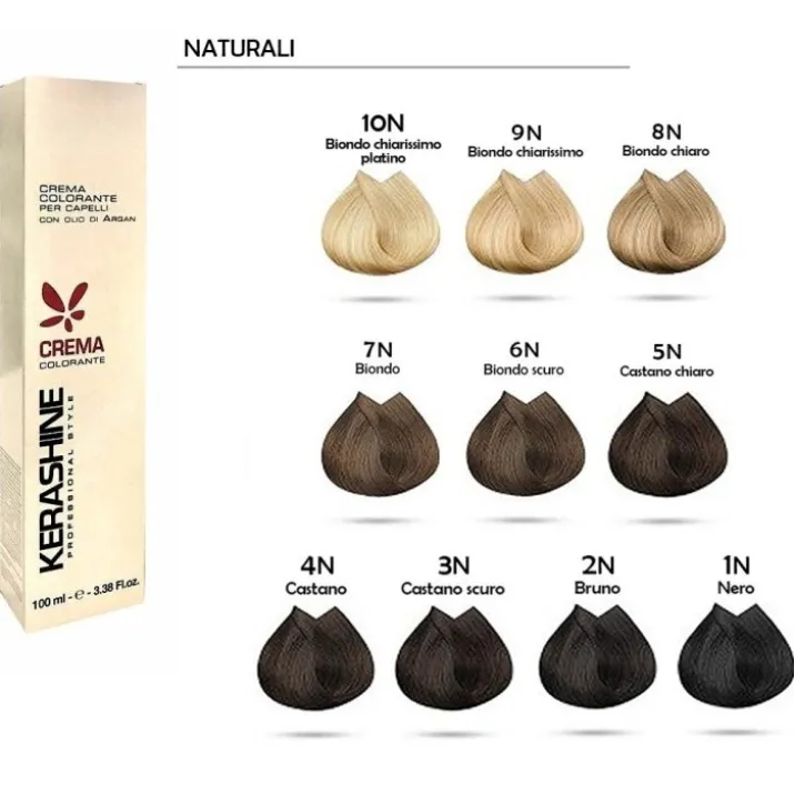 Crema Colorante Per Capelli 4N Castano KERASHINE 100ml