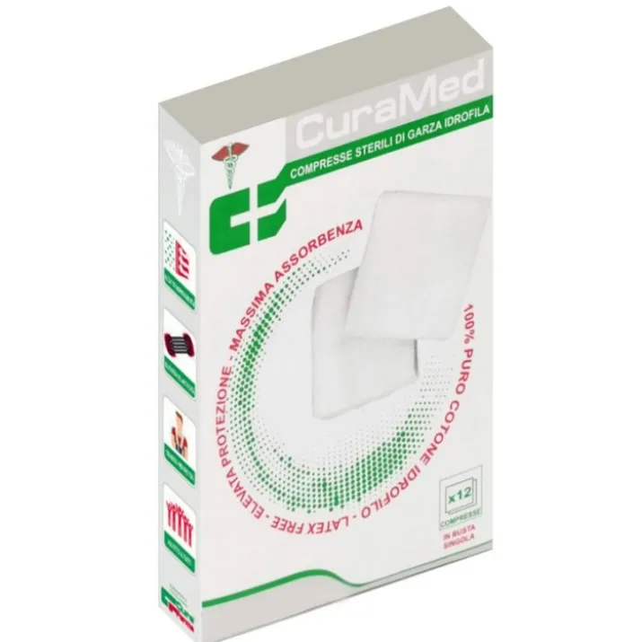 CuraMed Compresse Sterili di Garza Idrofila 36x40cm CuraFarma 12 Pezzi