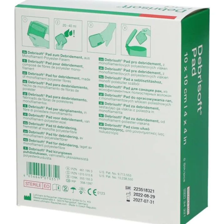 Debrisoft® Pad Lohmann & Rauscher 10x10cm 5 Pezzi