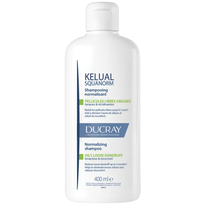 Ducray Kelual Squanorm Shampoo Trattante Regolatore Forfora Grassa, 400 ml