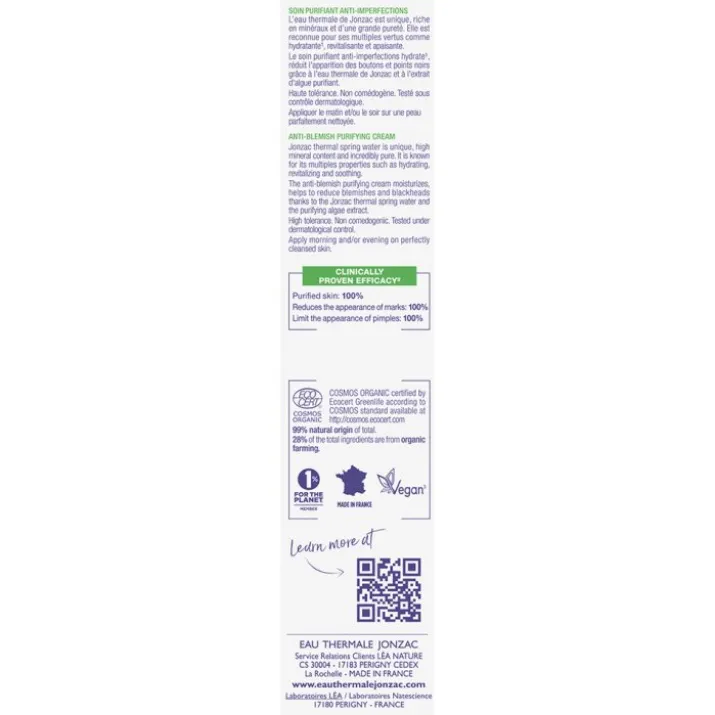 Eau Thermale Jonzac Crema Purificante Anti-Imperfezioni Léa Nature 50ml
