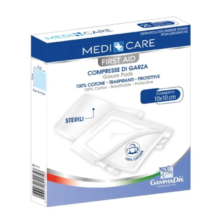 Garza in Cotone 10x10cm Medi+Care 100 Pezzi