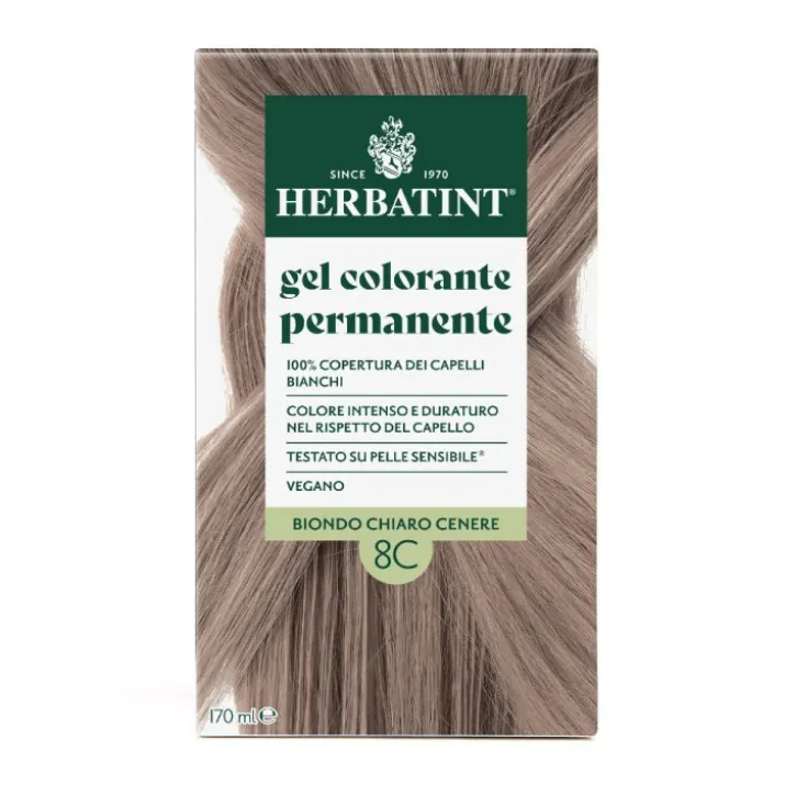 Gel Colorante Permanente 8C Biondo Chiaro Cenere HERBATINT® 170ml