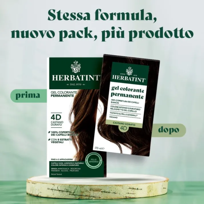 Gel Colorante Permanente 4D Castano Dorato Herbatint 170ml