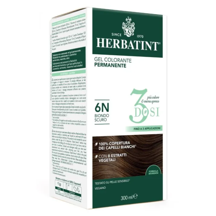 Gel Colorante Permanente 6N 3 Dosi Herbatint 300ml