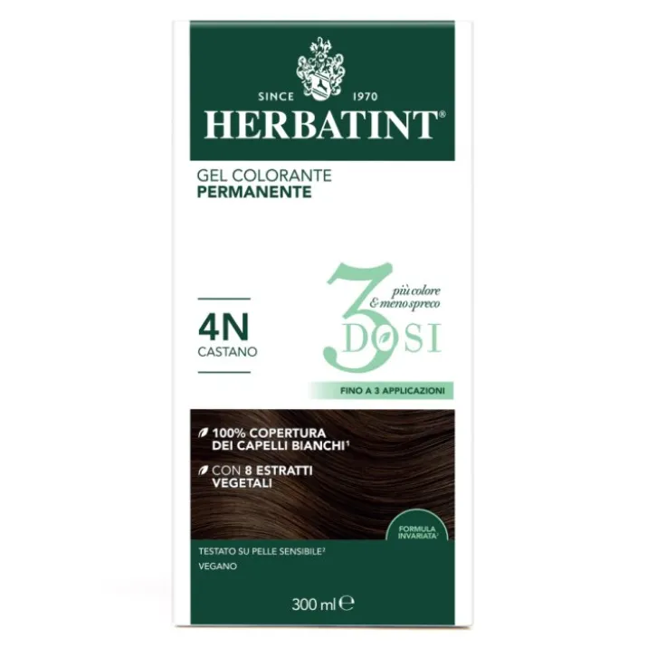 Gel Colorante Permanente 4N 3 Dosi Herbatint 300ml
