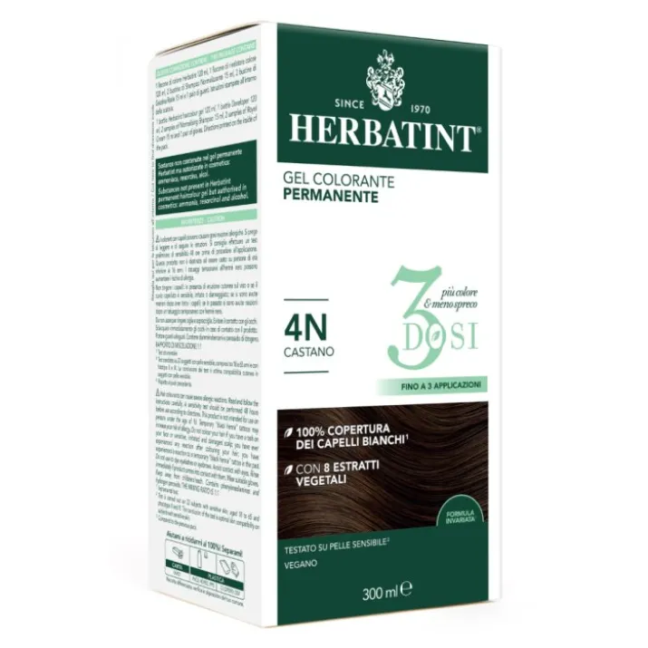 Gel Colorante Permanente 4N 3 Dosi Herbatint 300ml
