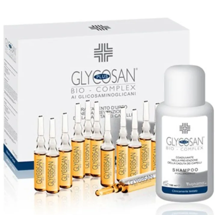 Glycosan Plus Bio-Complex Shampoo 150ml + 12 Fiale Anticaduta 7ml