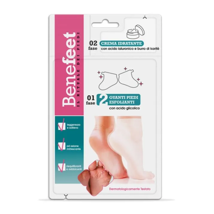 Guanti Piedi Esfolianti + Crema Idratante Benefeet 2 Guanti + 1 Crema
