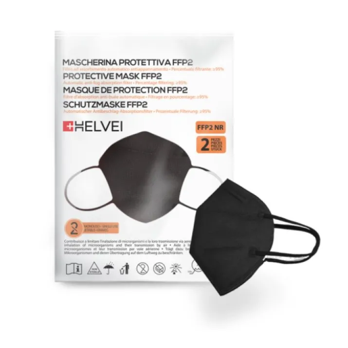 Helvei Mascherina FFP2 Nero 2 Mascherine