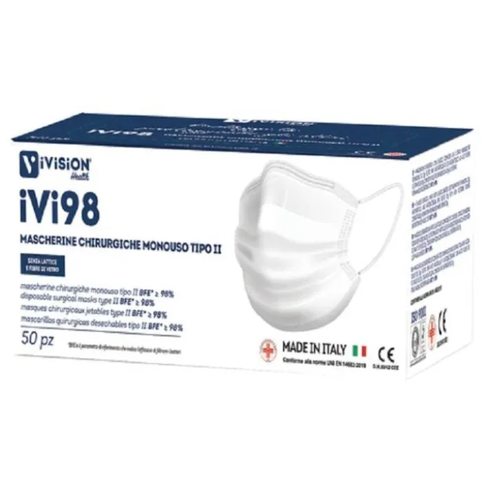 iVi98 Mascherina Chirurgica Tipo II 50 Pezzi