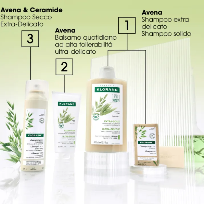 Klorane Shampoo all'Avena Extra delicato, tutti i tipi di capelli, 400ml