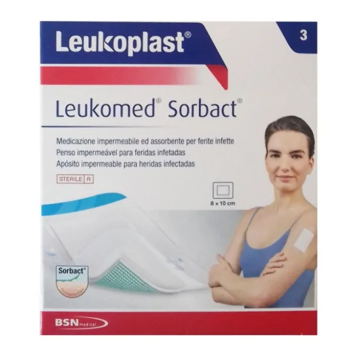 Leukomed Sorbact Leukoplast 8X10cm 3 Medicazioni