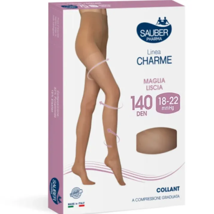 Linea Charme Collant 140D Maglia Liscia Beige 1 Sauber 1 Paio