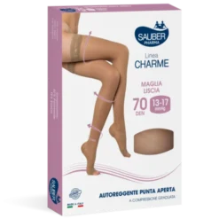 Linea Charme 70D Autoreggente Punta Aperta Beuige 2 Sauber 1 Paio