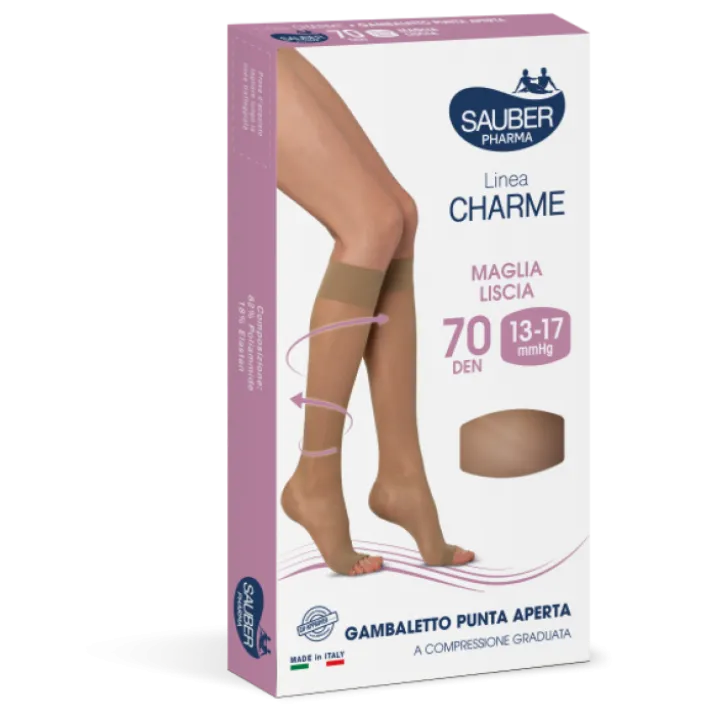 Linea Charme 70D Gambaletto Punta Aperta Nero 4 Sauber 1 Paio