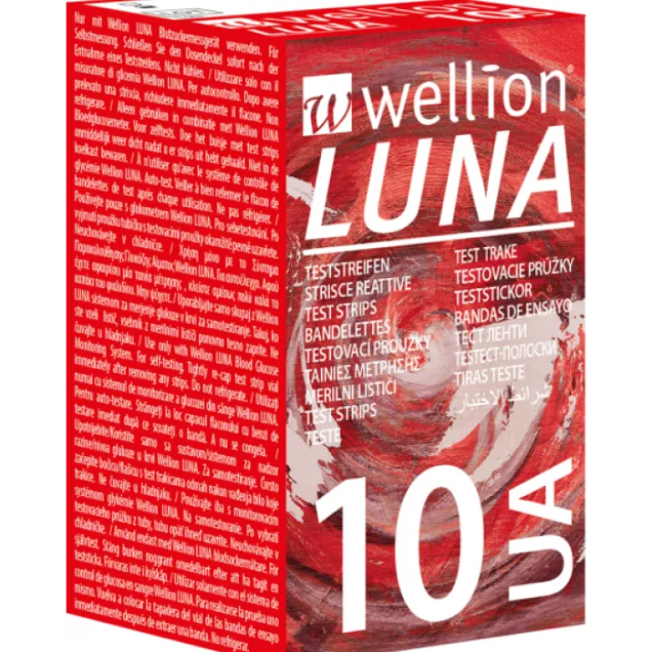 Luna UA Test Strips Acido Urico Wellion 10 Strisce Reattive