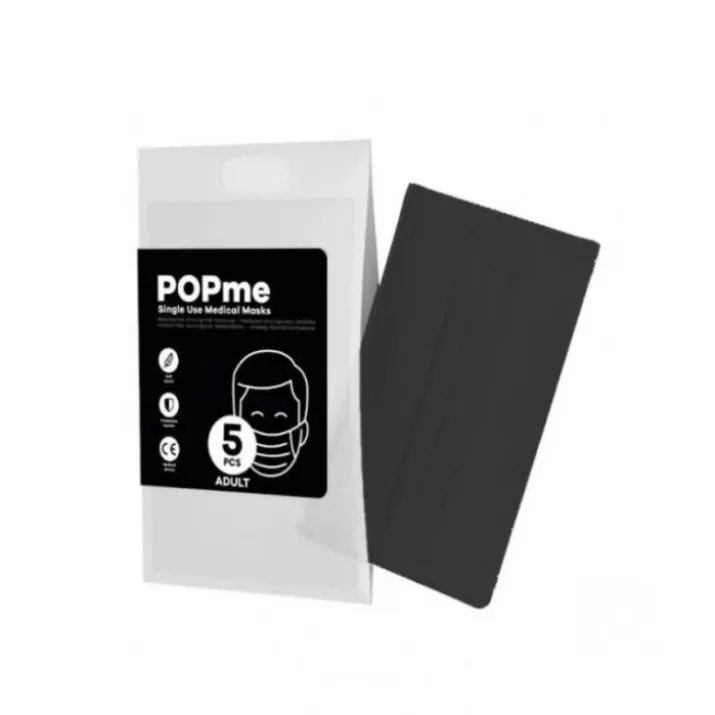 Mascherina Chirurgica Adult Black POPme 5 Pezzi