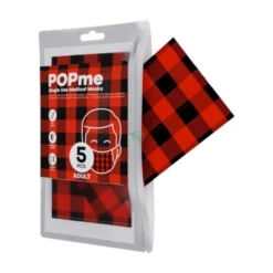 Mascherina Chirurgica Adult Tartan Rosso POPme 5 Pezzi