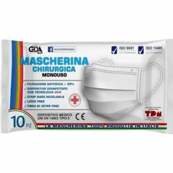Mascherina Chirurgica TNT GDA 10 Pezzi