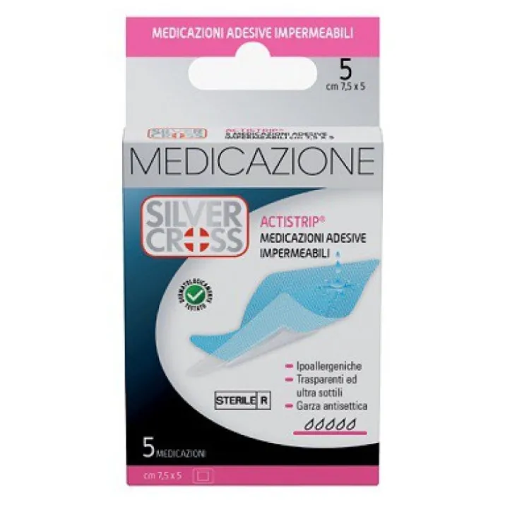 Medicazioni Adesive Impermeabili ActiStrip 7,5x5 SilverCross 5 Pezzi