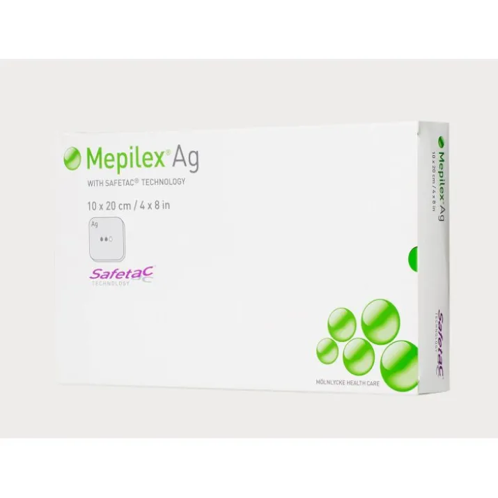 Mölnlycke® Mepilex® Ag Medicazione In Schiuma Antimicrobica Con Safetac® Misura 10x10cm 5 Pezzi