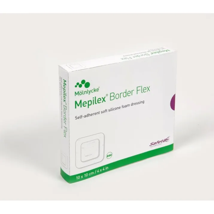 Mölnlycke® Mepilex® Border Flex Medicazione Multiuso All-In-One In Schiuma Con Safetac® Misura 7,5x7,5cm 5 Pezzi