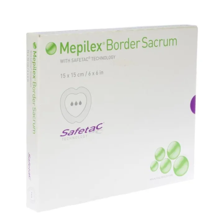 Mölnlycke® Mepilex® Border Sacrum Medicazione In Schiuma All-In-One Per La Zona Sacrale Con Safetac® Misura 15x15cm 5 Pezzi