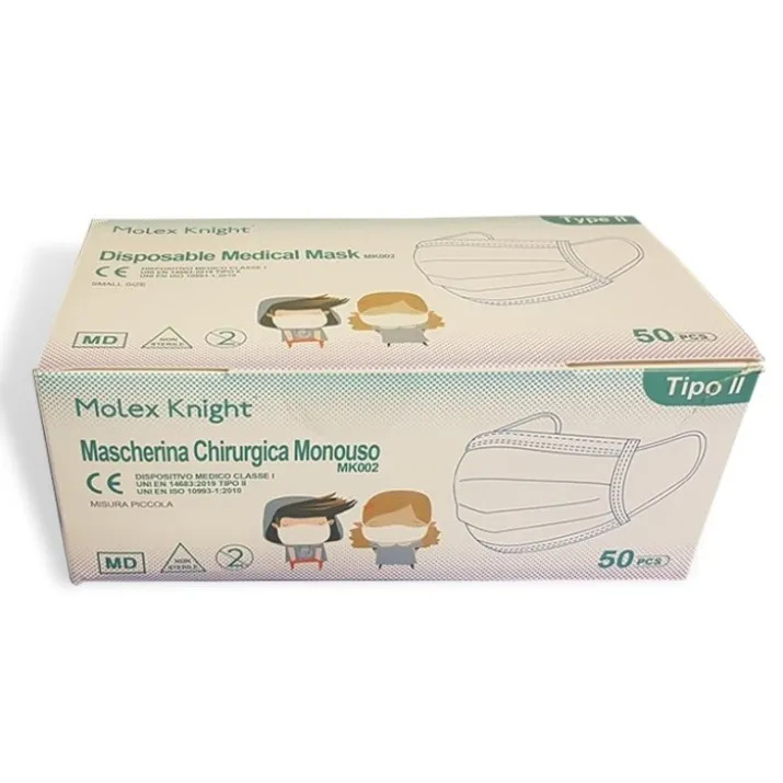 Molex Knight MK002 Misura Piccola 50 Mascherine Chirurgiche Monouso
