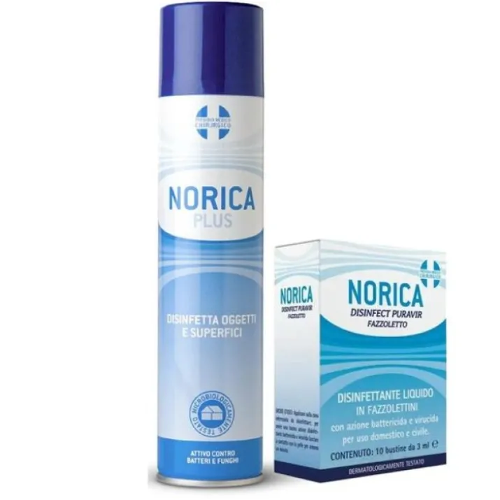 Norica Plus + Norica Disinfect Puravir Fazzoletto Polifarma Benessere