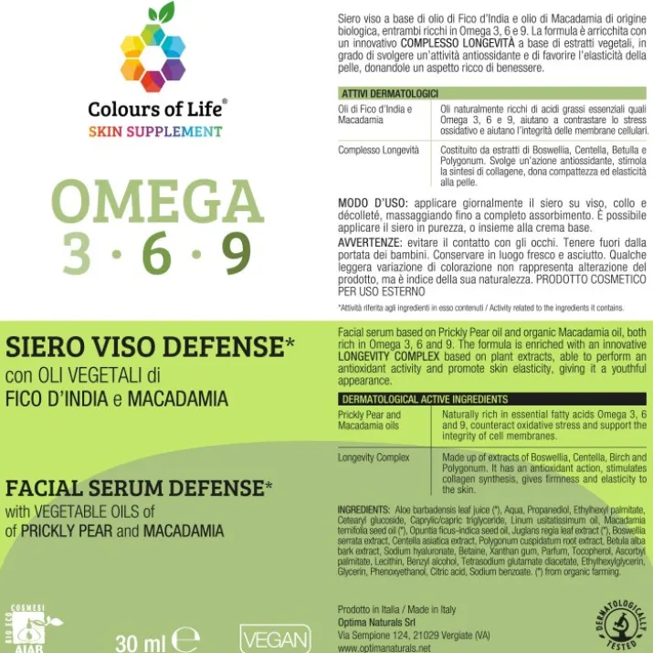 Omega 3 6 9 Siero Viso Colours Of Life 30ml