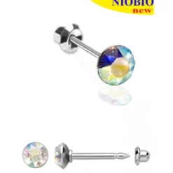 Orecchini da Foratura Inverness 185C Niobio Cristallo Boreale 4mm